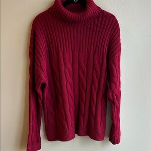 Calvin Klein Rich Red Cable Knit Turtleneck Sweater